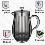 Cafeti�re et th�i�re a piston incassable a double paroi veohome - gris - 20 tasses - caf� moulu