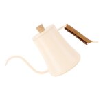 Cafeti�re en acier inoxydable 304 a bec fin, 600 ml, poign�e en cuir, couleur cr�me