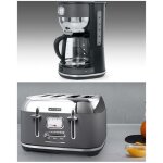 Cafetire et bouilloire rtro vintage gris anthracite 10 tasses 1. 4l 2200w + grille - pain gris anthracite ...