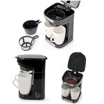 Cafeti�re electrique 2 tasses 450w duo 2 x 0. 25l noire