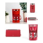 Cafeti�re electrique 800w 12 - tasses - classique rouge + grille - pain baguettes 900w rouge large fente ...