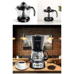 Cafetire electrique noire programmable 6 tasses 650w fonction maintien au chaud + presse fruit agrumes ...