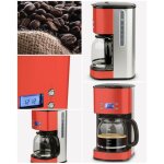 Cafetire inox rouge 12 tasses 1000w programmable 1. 5l rouge ecran lcd