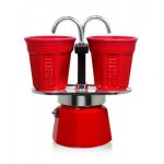 Cafetière italienne + 2 tasses bicchierini rouge 0006190 mini express Cafetière italienne + 2 tasses bicchierini rouge 0006190 mini express