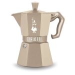 Cafetiere italienne bialetti exclusive 6 tasses aluminium creme compatible induction avec adaptateur