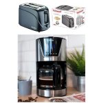 Cafetire machine a caf programmable inox 1. 5l 900w + grille pain 2 fentes 700w ejection automatique ...