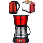 Cafetire machine a caf programmable inox rouge 1. 5l 1000w + grille - pain inox rouge 2 fentes 700w ...