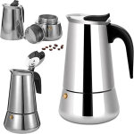 Cafeti�re moka italienne en acier inoxydable, 6 tasses, compatible avec tous les types de chaleur, 300 ...
