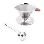 Cafetire a verser en acier inoxydable avec support, cne d'gouttage sans papier, filtre a caf (y compris ...