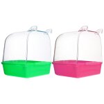 Cage de bain pour oiseaux, 2 pices, baignoire pour perroquet, plat d'alimentation, bote de bain pour ...