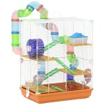 Cage pour hamster souris rongeur 4 etages avec tunnels mangeoire roue maison echelles dim. 46l x 30l ...