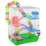 Cage pour hamster souris rongeur 4 etages avec tunnels mangeoire roue maison echelles dim. 46l x 30l ...