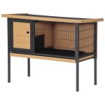 Cage a lapin clapier sur pied - toit ouvrable - dim. 91, 5l x 45l x 70h cm - m�tal epoxy bois pr� - huil� ...