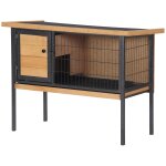 Cage a lapin clapier sur pied - toit ouvrable - dim. 91, 5l x 45l x 70h cm - m�tal epoxy bois pr� - huil� ...