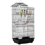Cage a oiseaux voli�re dim. 46l x 36l x 100h cm - 4 mangeoires, 3 perchoirs, balan�oire, 2 portes, 9 ...