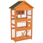 Cage a oiseaux voli�re grande taille 2 portes trappe toit asphalte tiroir amovible bois pr� - huil�