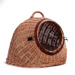 Cage, panier de transport en osier naturel pour chat et petit chien