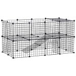Cage parc enclos pour animaux domestiques l 146 x l 73 x h 73 cm modulable 2 niveaux 36 panneaux bords ...