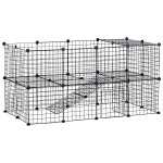 Cage parc enclos pour animaux domestiques l 146 x l 73 x h 73 cm modulable 2 niveaux 36 panneaux bords ...