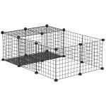 Cage parc enclos rongeurs modulable dim. l 105 x l 70 x h 35 cm r�sine pp fil m�tallique noir