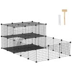 Cage parc enclos rongeurs modulable dim. l 175 x l 105 x h 70 cm 2 niveaux 2 portes rampe r�sine pp fil ...