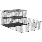 Cage parc enclos rongeurs modulable dim. l 175 x l 105 x h 70 cm 2 niveaux 2 portes rampe r�sine pp fil ...