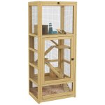 Cage pour rongeurs petits animaux en bois 5 niveaux - echelle, niche, balanoire, plateau amovible, abreuvoir ...