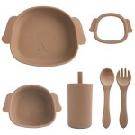 Cal - ensemble de vaisselle en silicone sans bpa, etanche, bol, assiettes, gobelet, anneau de dentition, ...