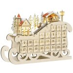 Calendrier de l'avent led traineau 10 lumi�res blanc chaud 24 tiroirs