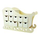 Calendrier de l'avent traineau bois 37, 5x25x17cm