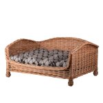 Canap� - panier pour chien en osier avec coussin beige s