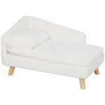 Canap� chien m�ridienne style scandinave 2 coussins d�houssables bois aspect fourrure cr�me