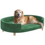 Canap chien style nordique grande taille dim. 100l x 70l x 25h cm - coussin amovible - pitement bois ...
