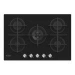 Candy cvg74wpb table de cuisson au gaz noir - 5 foyers