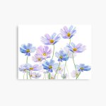 Canevas imprimer aquarelle de fleur de cosmos violet et bleu impression sur toile art dcoration murale ...