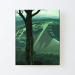 Canevas imprimer colline verte - 1970 ; etats - unis - eyvind earle sans cadre 40x50cm diy installer