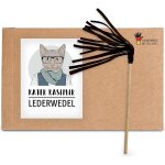 Canne a pche durable pour chat avec bton en bois de htre et cordon en coton beige. jouet durable pour ...