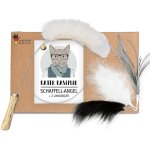 Canne a pche durable pour chat avec bton en bois de htre et cordon en coton beige. jouet durable pour ...