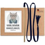 Canne a pche durable pour chat avec bton en bois de htre et cordon en coton beige. jouet durable pour ...