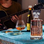 Dcanteur a whisky avec drapeau amricain grav, hors verres a vin, matriau en verre pour le whisky