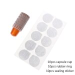 Capsules de caf� de nespresso rechargeables, 10 pi�ces, tasse avec anneau en caoutchouc et autocollant ...