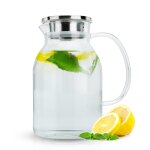 Intirilife carafe avec filtre en clare - pichet en verre de 1, 8l avec anse et couvercle a filtre amovible ...