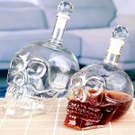 Carafe a dcanter crative avec crne, bouteille de vin en verre, avec os en cristal, contenant de vin, ...