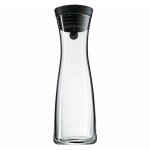 Carafe a eau en verre borosilicate de 1, 8 l, bouteille de base avec couvercle inclinable, carafe a fermeture ...