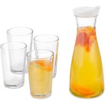 Carafe a eau avec verres, set de 5 pi�ces, 1 l, 220 ml, couvercle avec bec verseur, cruche, transparent ...