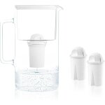 Carafe filtrante en verre avec deux cartouche anti calcaire, carafe d'eau capacité de 3 l, filtres eau ... Carafe filtrante en verre avec deux cartouche anti calcaire, carafe d'eau capacité de 3 l, filtres eau ...