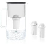 Carafe filtrante en verre avec deux cartouche anti calcaire, carafe d'eau capacité de 3 l, filtres eau ... Carafe filtrante en verre avec deux cartouche anti calcaire, carafe d'eau capacité de 3 l, filtres eau ...