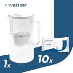 Carafe filtrante en verre avec dix filtres pour carafes, compatibles avec brita maxtra, brita maxtra ...