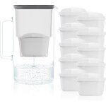 Carafe filtrante en verre avec dix filtres pour carafes, compatibles avec brita maxtra, brita maxtra ...
