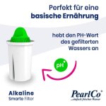 Carafe avec filtre a eau en verre - blanc - 3 cartouches alkaline classic incluse (compatible avec brita ...